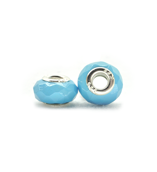 Donut faced bead fluorescent (2 pieces) 14x10 mm - Turquoise